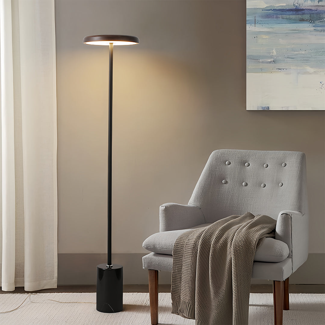 Lumina Floor Lamp – Modern LED Uplight with Marble Base and Acrylic Shade