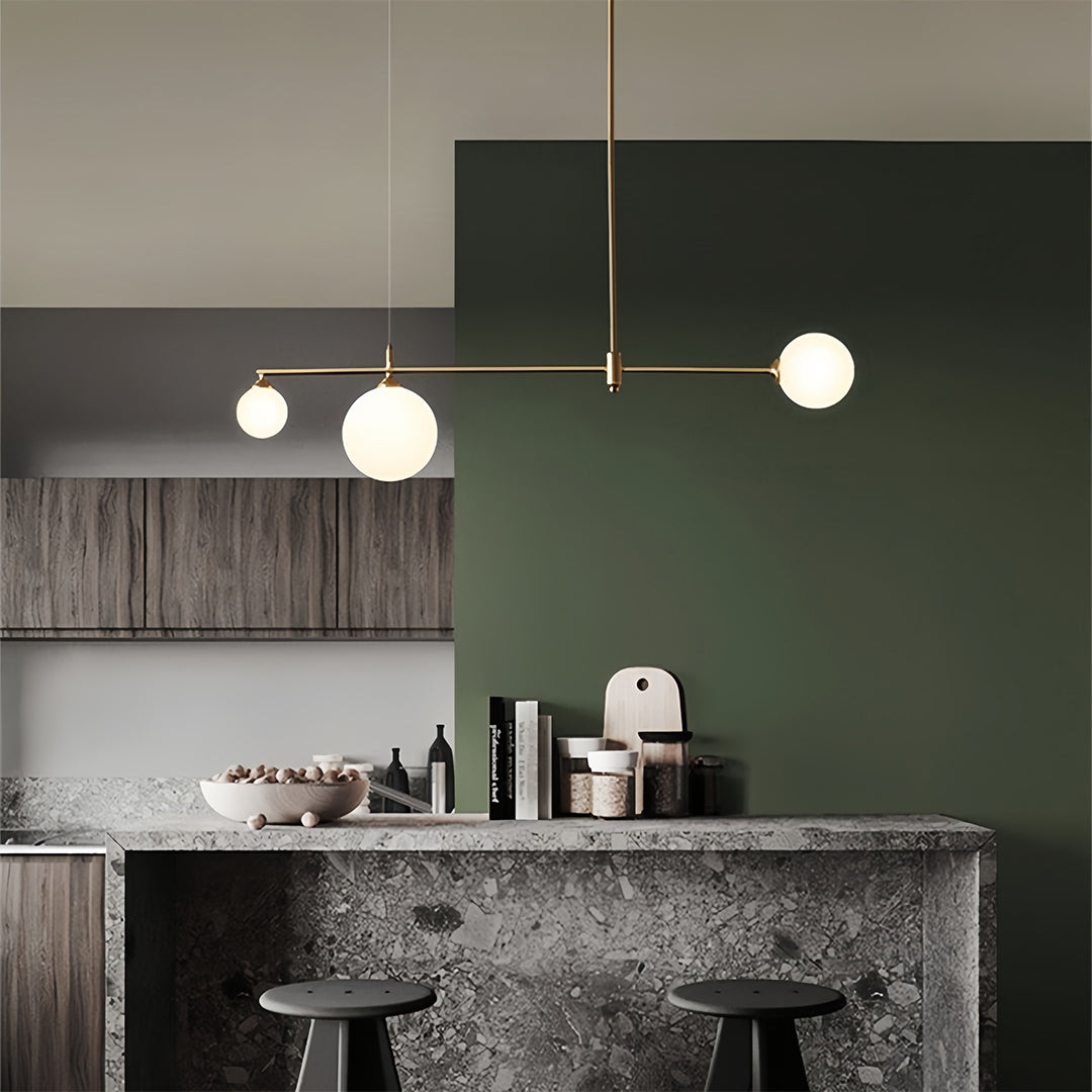 Bubble Glass Pendant Light in Brass for Modern Dining and Kitchen Island
