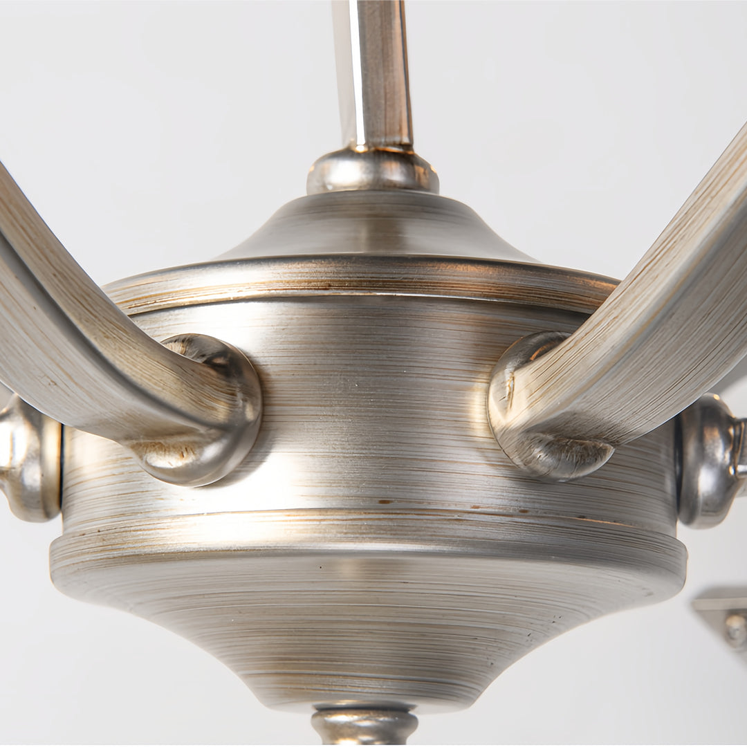 Crystal Candlestick Chandelier with Silver Iron Frame