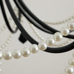 Pearl Crystal Chandelier in Black Iron – Artistic Ceiling Light for Elegant Interiors