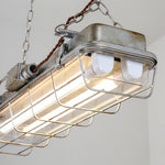 Linear Industrial Pendant Light with Glass Shade, Adjustable Chain