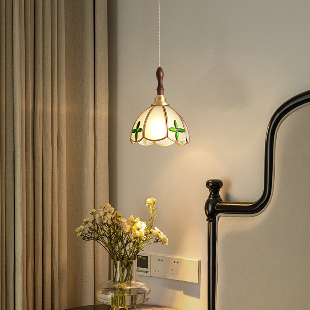 Ripple Glass Pendant Light in Copper Finish with Adjustable Hanging