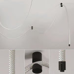 Linear LED Ceiling Light in Black with Woven Fiber Accents