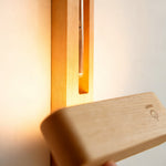 Minimalist Wooden Wall Sconce with Glass Vase and Wireless Magnetic Design