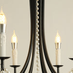 Pearl Crystal Chandelier in Black Iron – Artistic Ceiling Light for Elegant Interiors