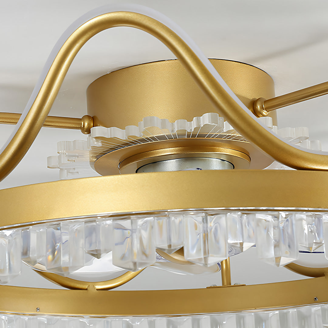Modern Flush Mount Ceiling Fan with Dimmable LED Light and Remote