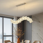 French Crystal Flower Chandelier for Dining Room, Modern LED Pendant Light