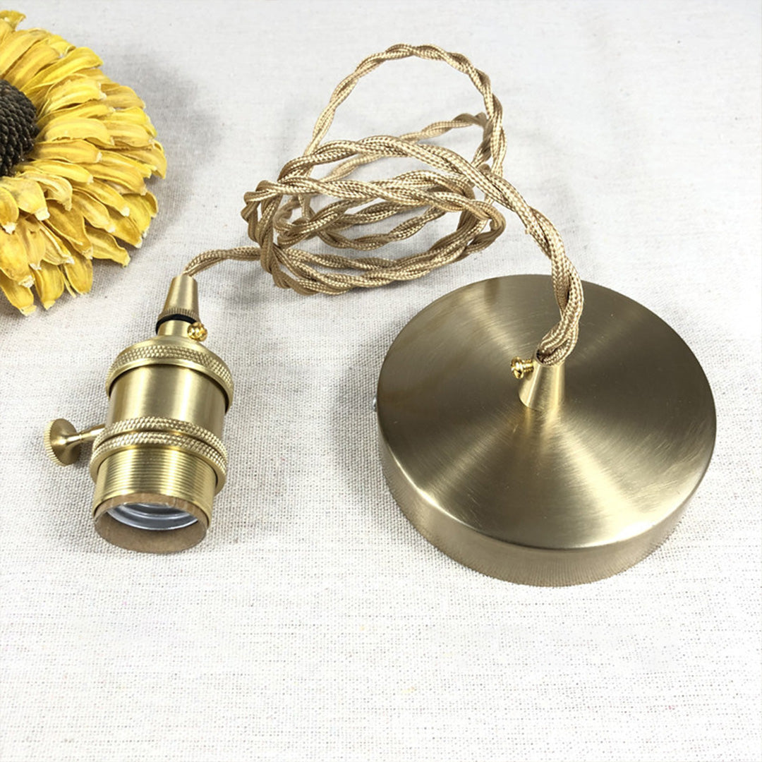 Hammered Glass Pendant Light with Brass Accents