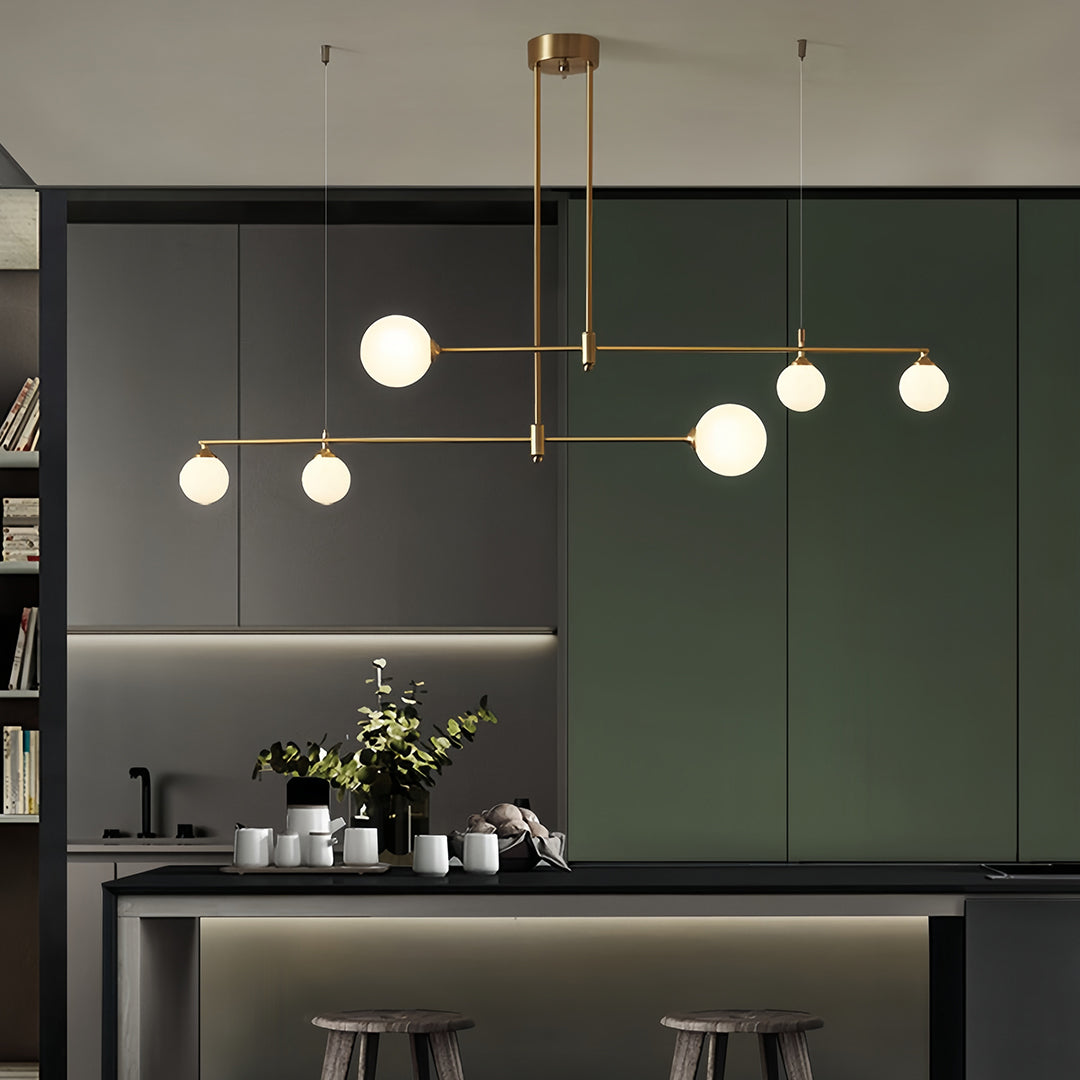 Bubble Glass Pendant Light in Brass for Modern Dining and Kitchen Island