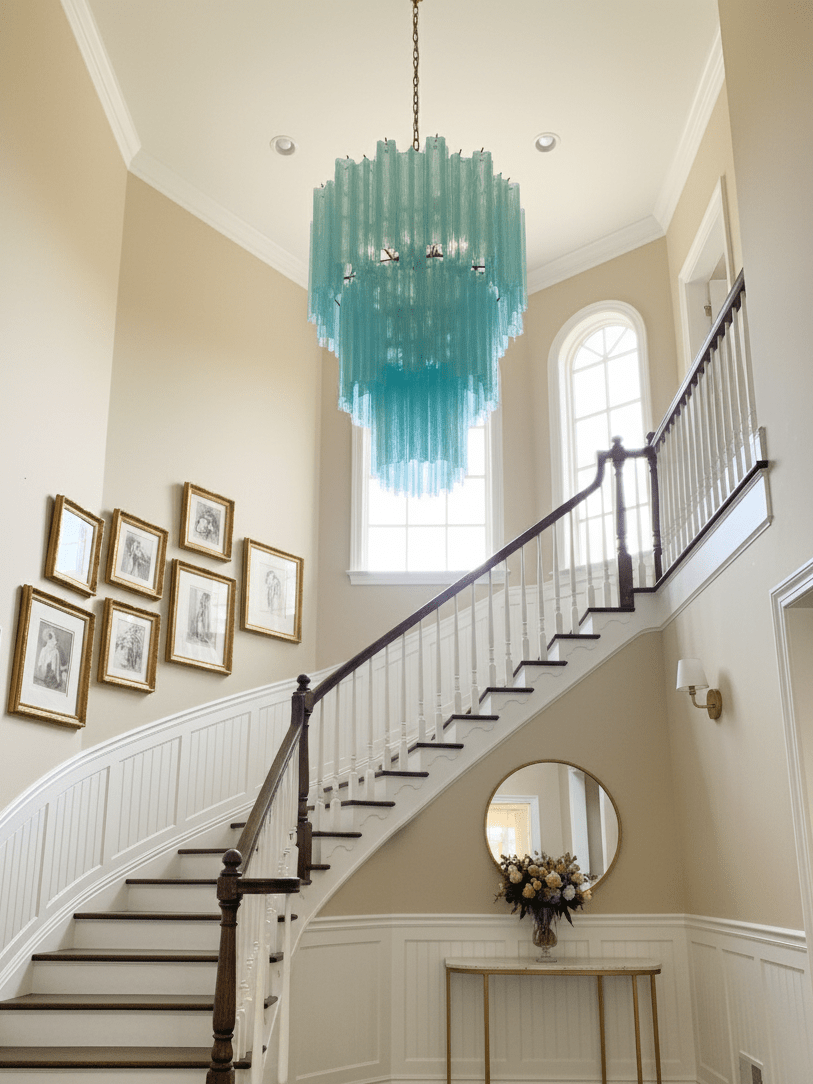 Modern Yellow Glass Tube Chandelier for Dining Room and Living Room