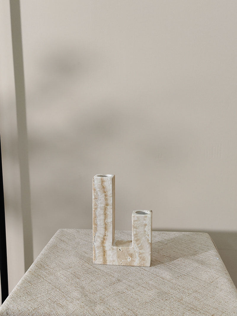 Sculptural Yellow Travertine Candle Holder for Modern Interiors