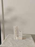 Sculptural Yellow Travertine Candle Holder for Modern Interiors