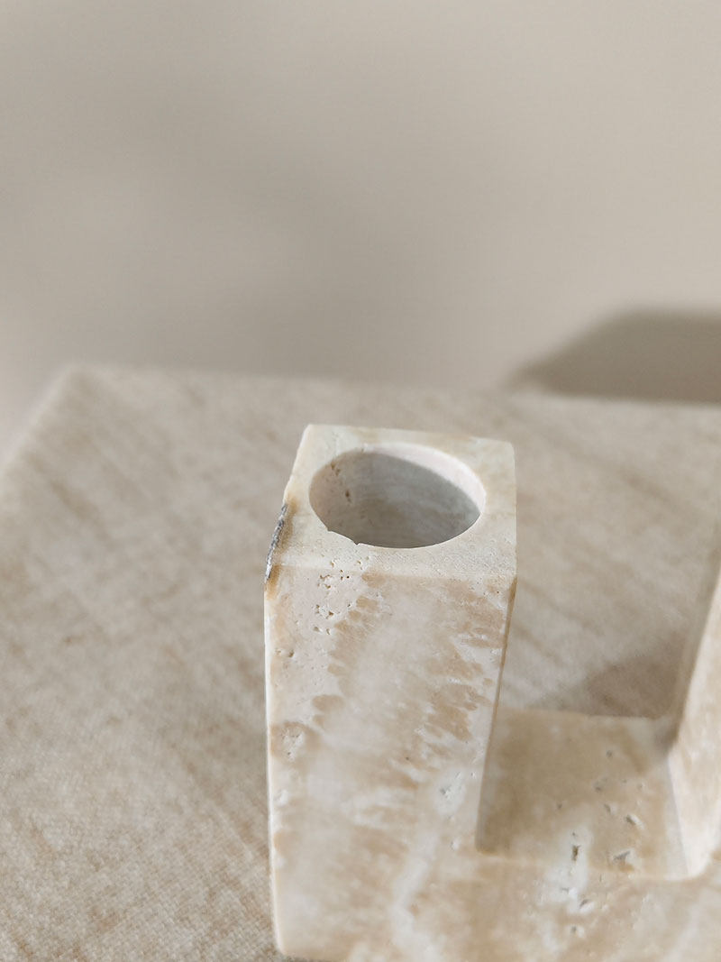Sculptural Yellow Travertine Candle Holder for Modern Interiors