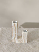 Sculptural Yellow Travertine Candle Holder for Modern Interiors