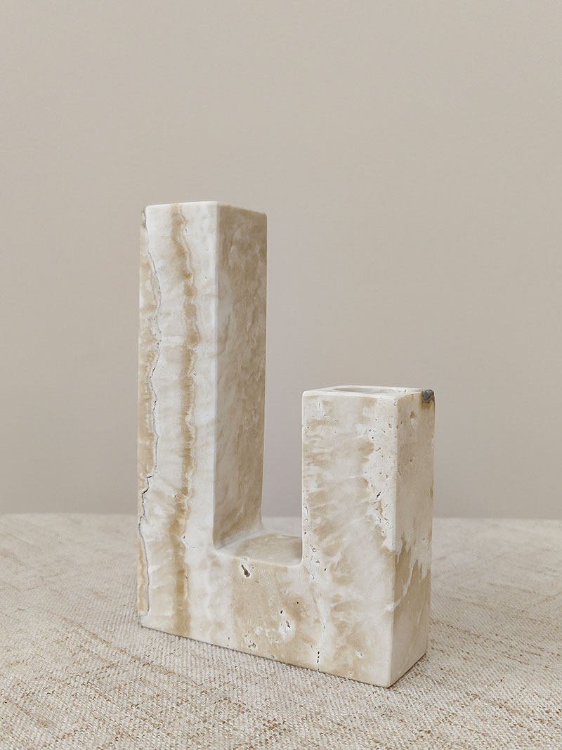 Sculptural Yellow Travertine Candle Holder for Modern Interiors