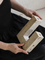 Sculptural Yellow Travertine Candle Holder for Modern Interiors
