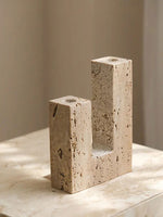Sculptural Yellow Travertine Candle Holder for Modern Interiors