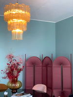 Modern Yellow Glass Tube Chandelier for Dining Room and Living Room