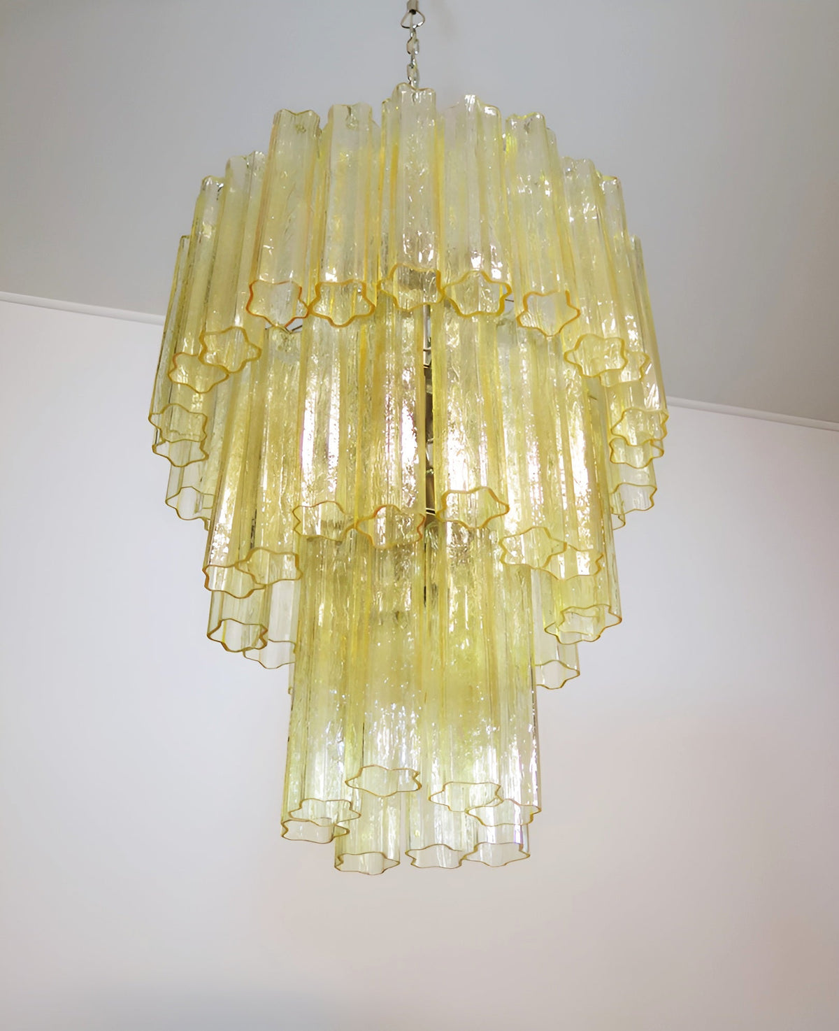 Modern Yellow Glass Tube Chandelier for Dining Room and Living Room