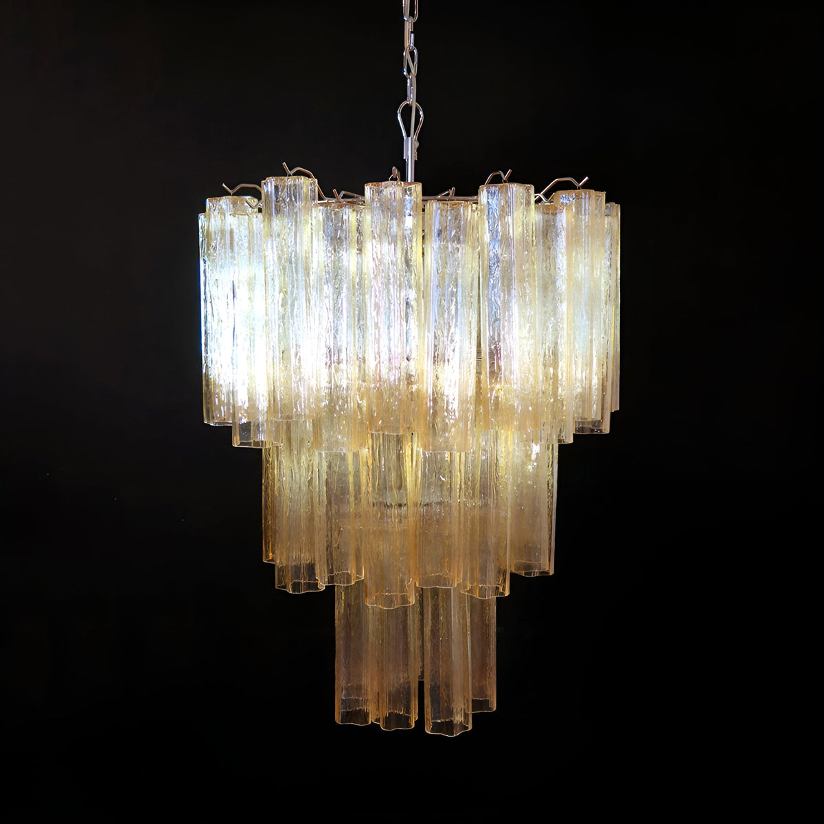 Modern Yellow Glass Tube Chandelier for Dining Room and Living Room