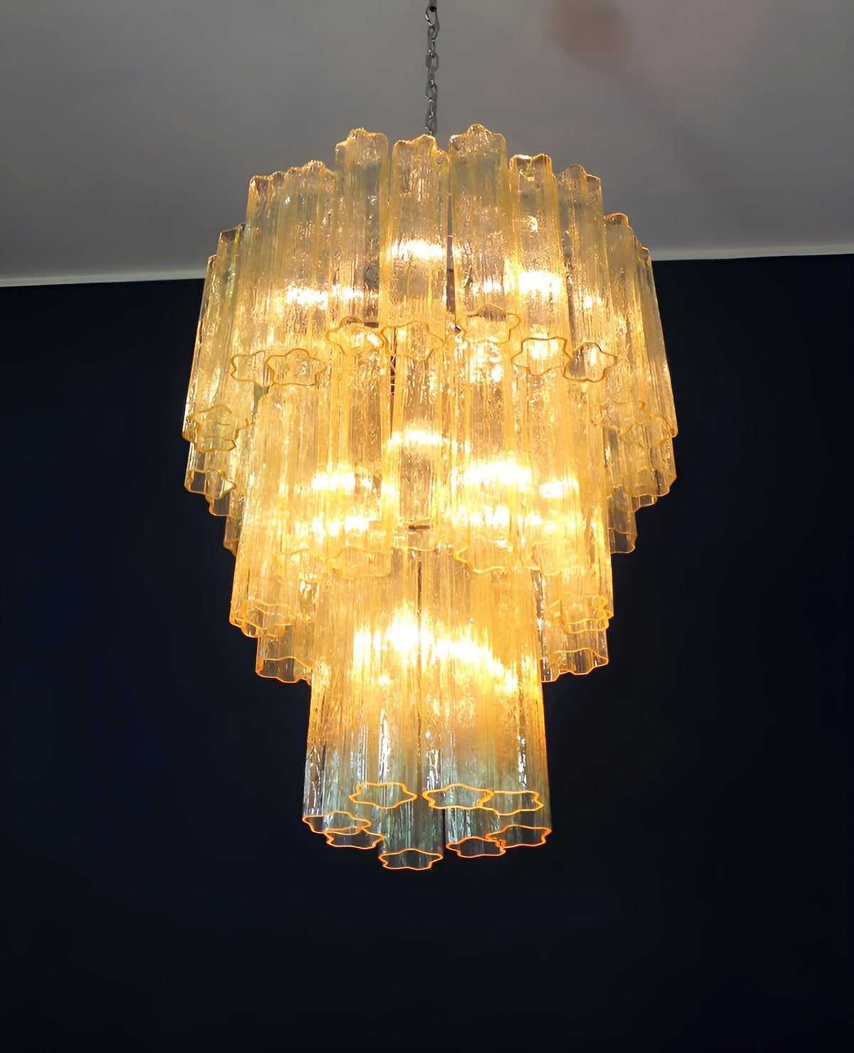 Modern Yellow Glass Tube Chandelier for Dining Room and Living Room