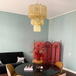 Modern Yellow Glass Tube Chandelier for Dining Room and Living Room