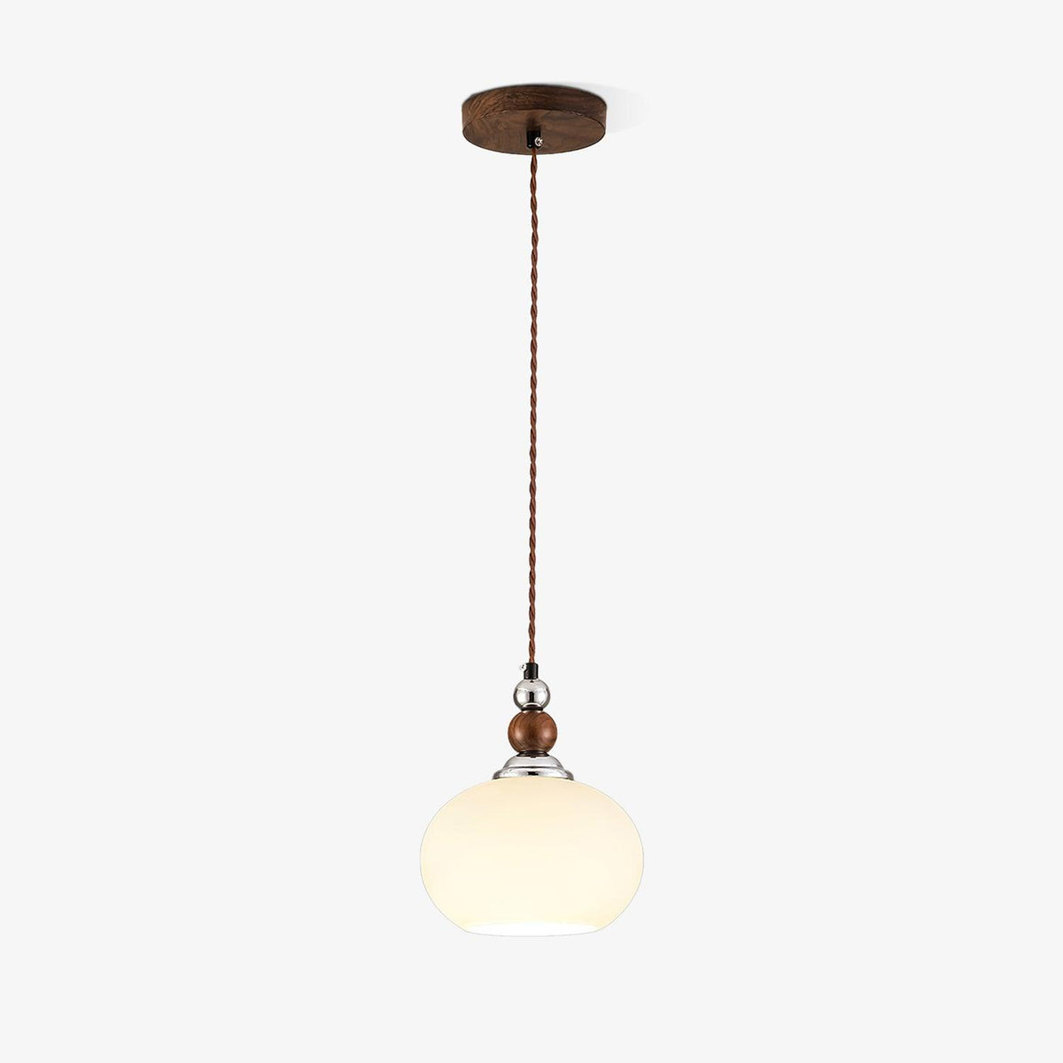 Yisi Po Pendant Light in Black Walnut and Glass, Modern Minimalist Hanging Lamp for Dining and Living Areas