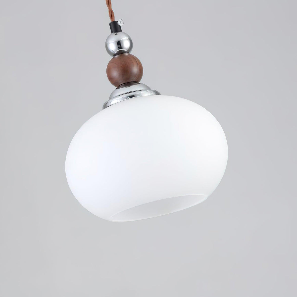 Yisi Po Pendant Light in Black Walnut and Glass, Modern Minimalist Hanging Lamp for Dining and Living Areas