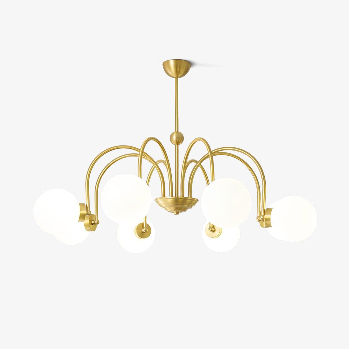 Yisu Brass Chandelier – Vintage Glass Globe Pendant Light for Modern Interiors