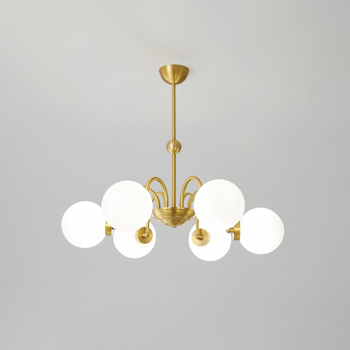 Yisu Brass Chandelier – Vintage Glass Globe Pendant Light for Modern Interiors
