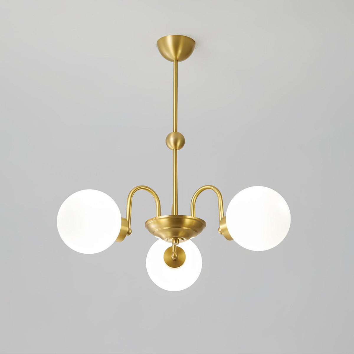 Yisu Brass Chandelier – Vintage Glass Globe Pendant Light for Modern Interiors