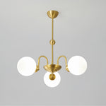 Yisu Brass Chandelier – Vintage Glass Globe Pendant Light for Modern Interiors
