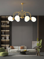 Yisu Brass Chandelier – Vintage Glass Globe Pendant Light for Modern Interiors