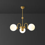 Yisu Brass Chandelier – Vintage Glass Globe Pendant Light for Modern Interiors