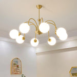 Yisu Brass Chandelier – Vintage Glass Globe Pendant Light for Modern Interiors
