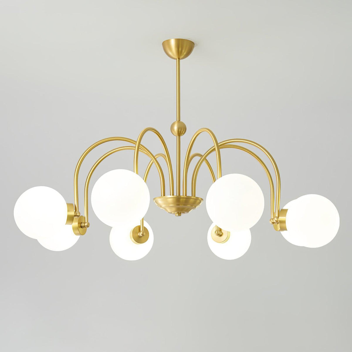 Yisu Brass Chandelier – Vintage Glass Globe Pendant Light for Modern Interiors