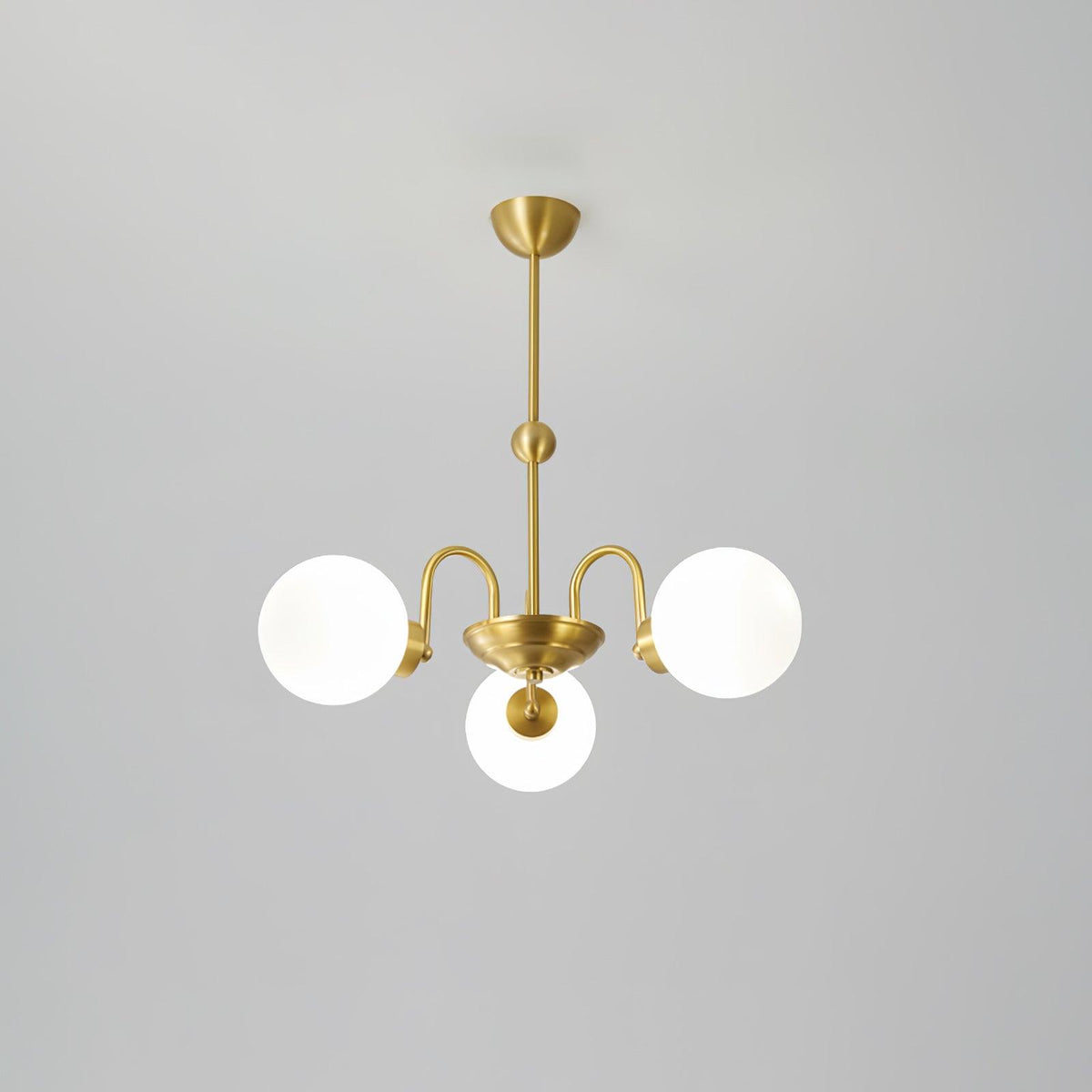 Yisu Brass Chandelier – Vintage Glass Globe Pendant Light for Modern Interiors