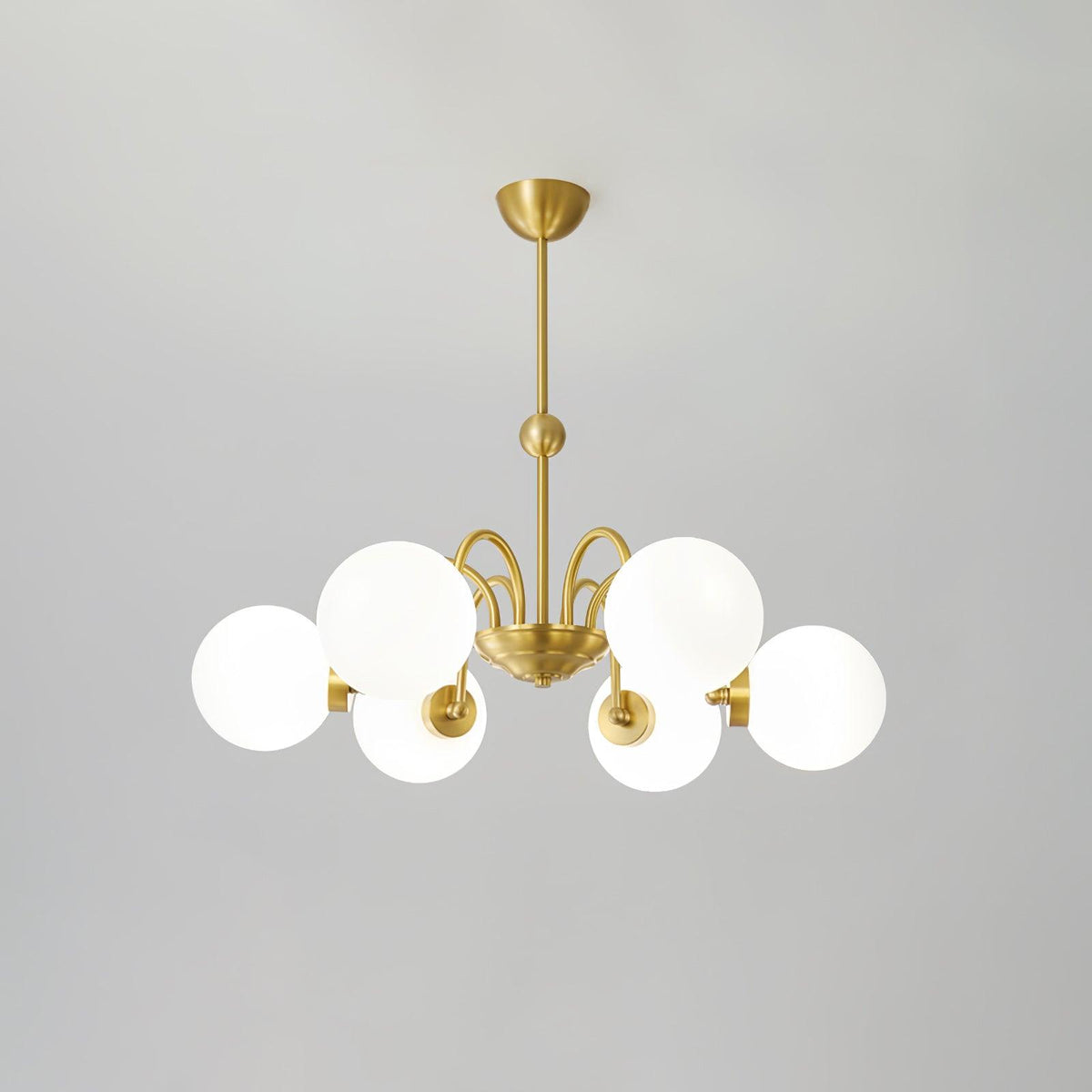 Yisu Brass Chandelier – Vintage Glass Globe Pendant Light for Modern Interiors
