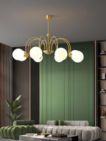Yisu Brass Chandelier – Vintage Glass Globe Pendant Light for Modern Interiors