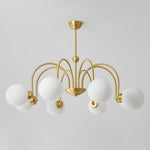 Yisu Brass Chandelier – Vintage Glass Globe Pendant Light for Modern Interiors