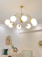 Yisu Brass Chandelier – Vintage Glass Globe Pendant Light for Modern Interiors