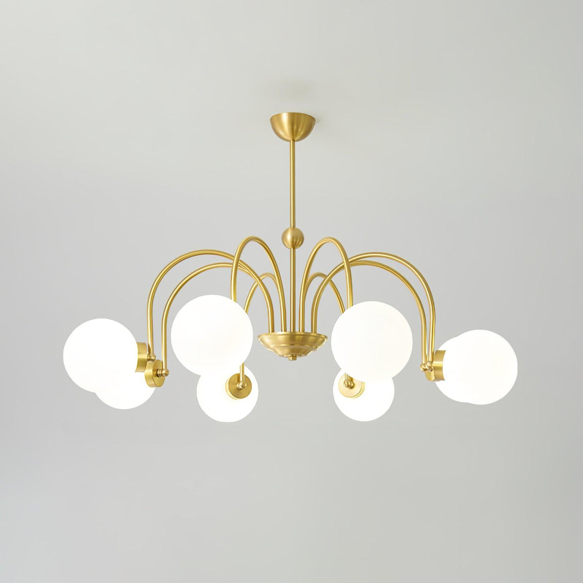 Yisu Brass Chandelier – Vintage Glass Globe Pendant Light for Modern Interiors
