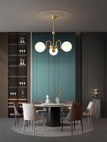 Yisu Brass Chandelier – Vintage Glass Globe Pendant Light for Modern Interiors