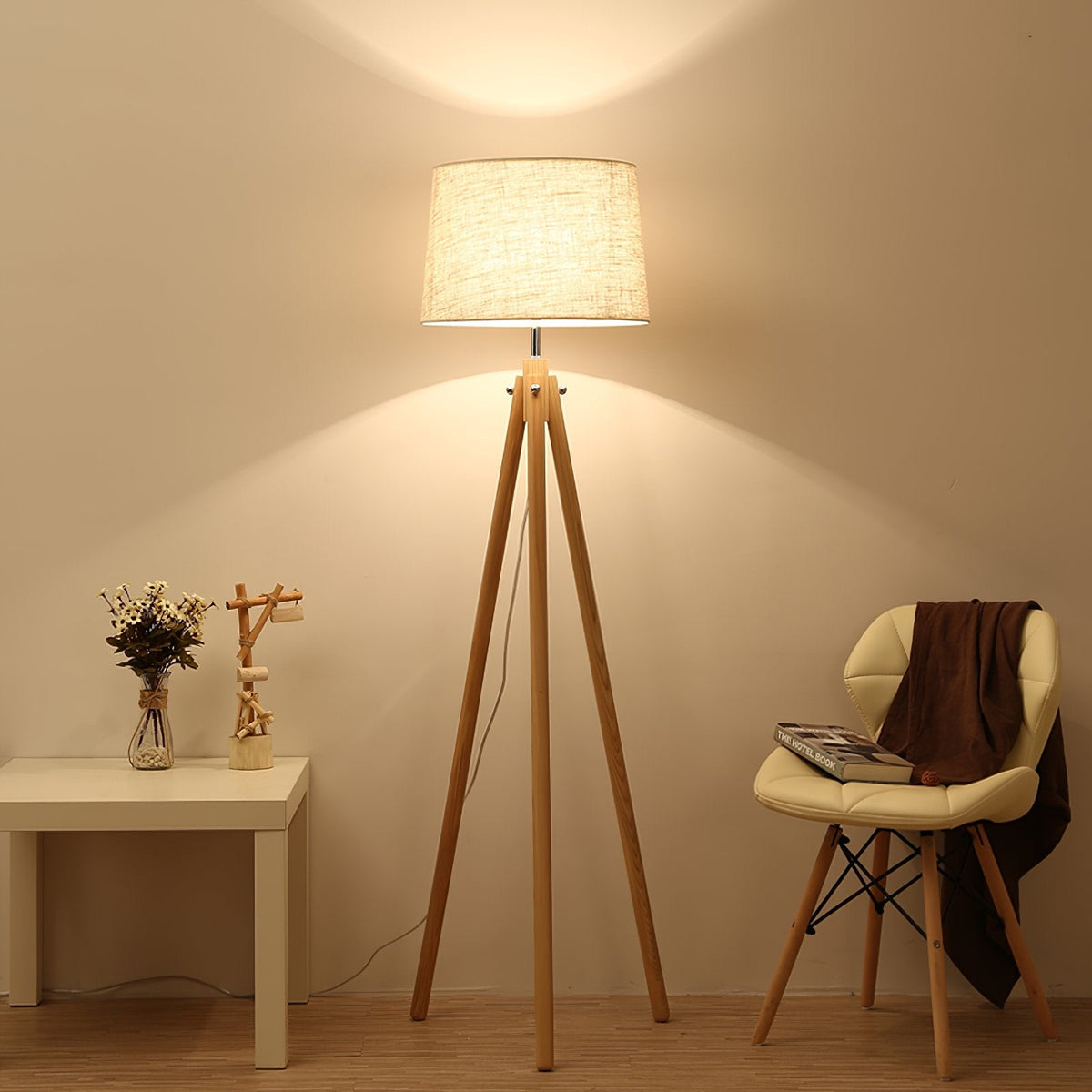 York Tripod Wooden Floor Lamp