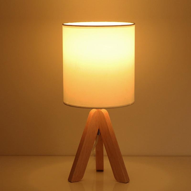 15 Inch Wood Modern Tripod Table Lamp