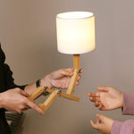 Adjustable Led Wooden Sitting Robot Table Lamp