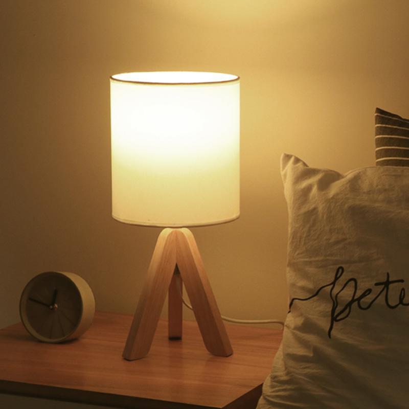 15 Inch Wood Modern Tripod Table Lamp