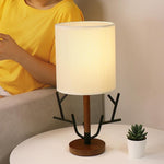 16 Inch Vintage Rustic Tree Branch Us Plug Table Lamp With Fabric Drum Shade