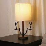 16 Inch Vintage Rustic Tree Branch Us Plug Table Lamp With Fabric Drum Shade