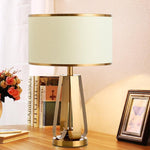 22 Inch 1 Light Golden Faux Silk And Brass Geometric Table Lamp